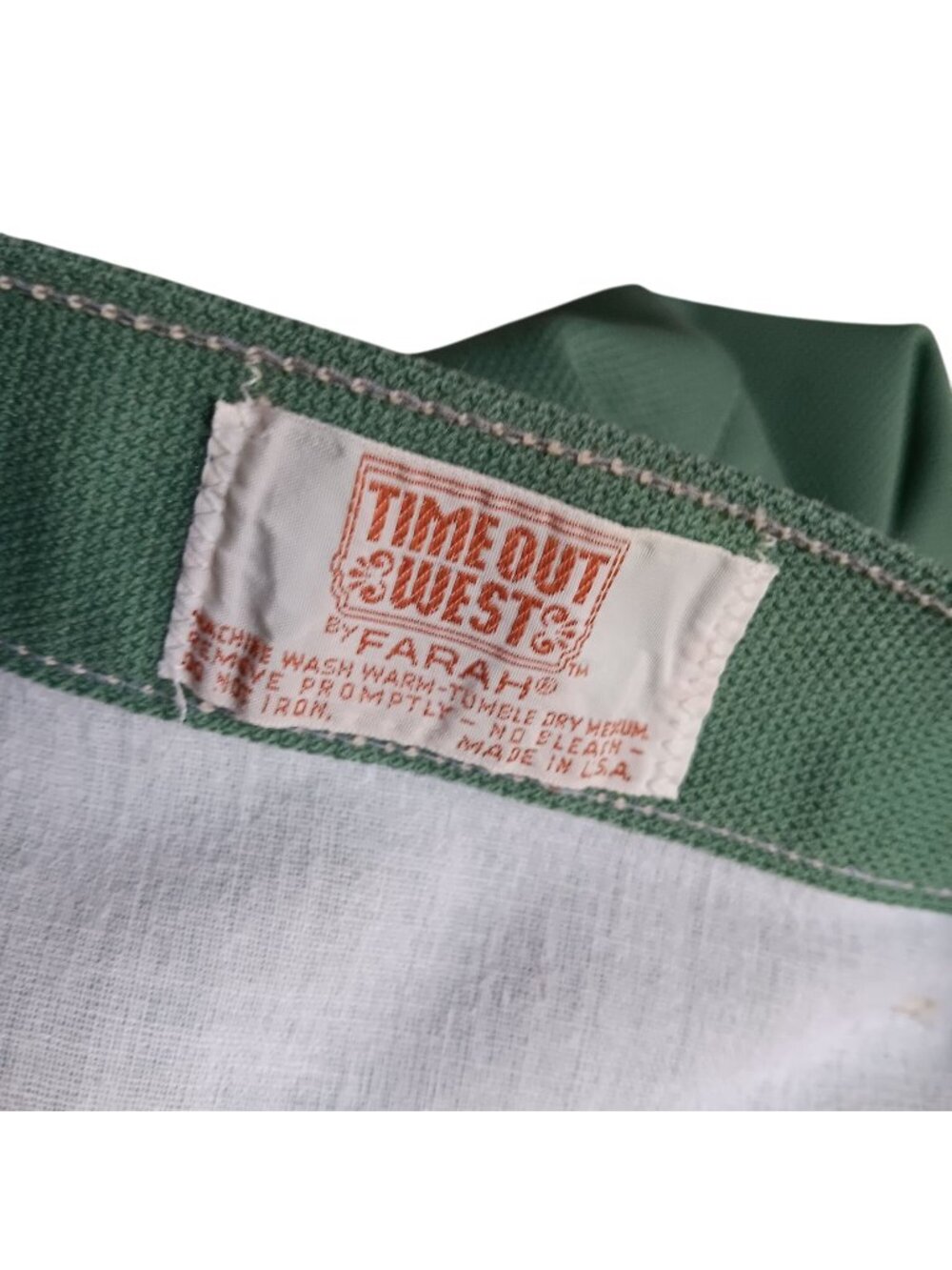 26x33 Vintage 70's Pants Farah Mens Avocado Green Polyester Bootcut Stretch Knit